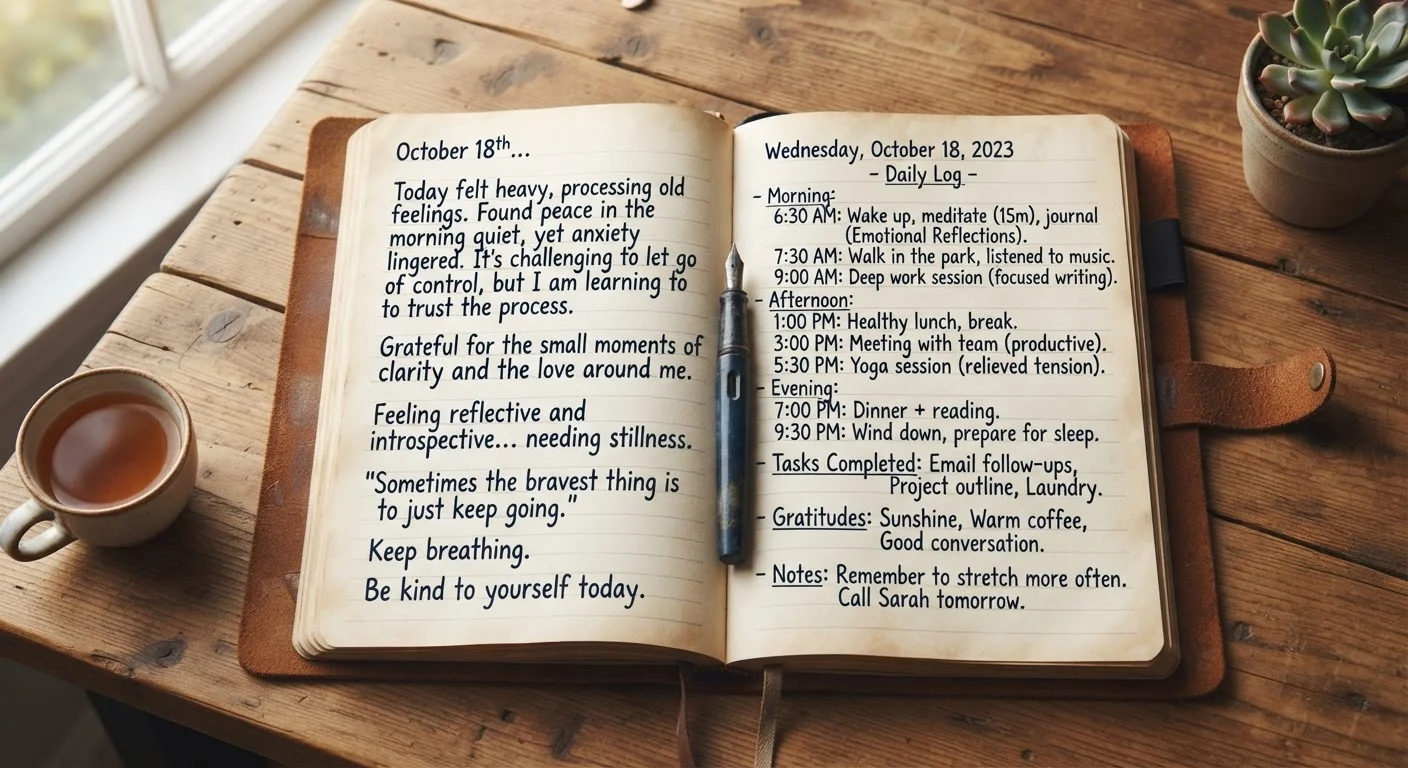 Journaling for Emotional Processing vs. Journaling as a Daily Log