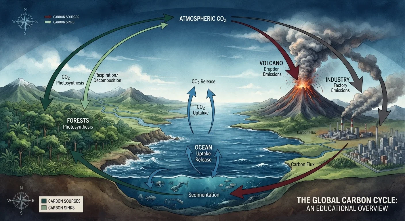 The Carbon Cycle: How Carbon Moves Through Air, Land, and Ocean